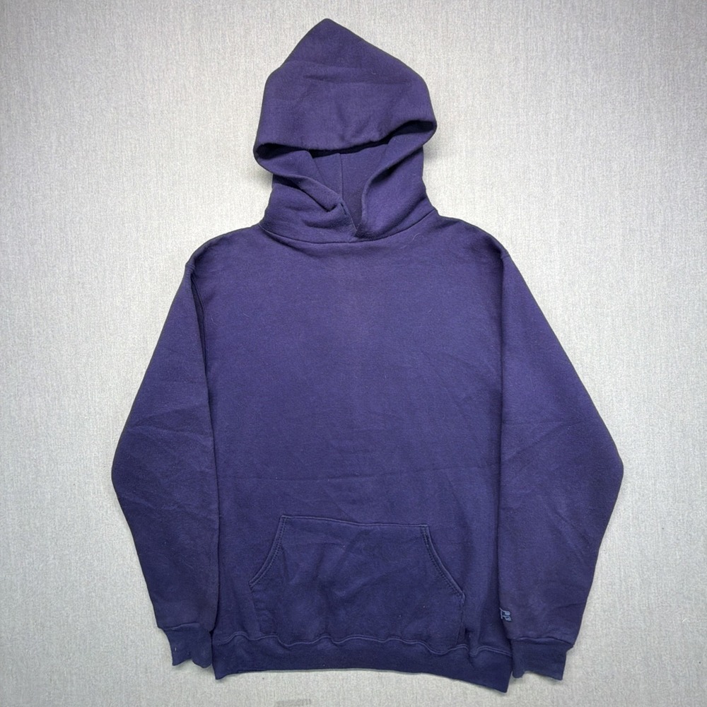 Vintage Russell Athletic Blank Hoodie Mens Large Indigo Sweatshirt 70s 80s